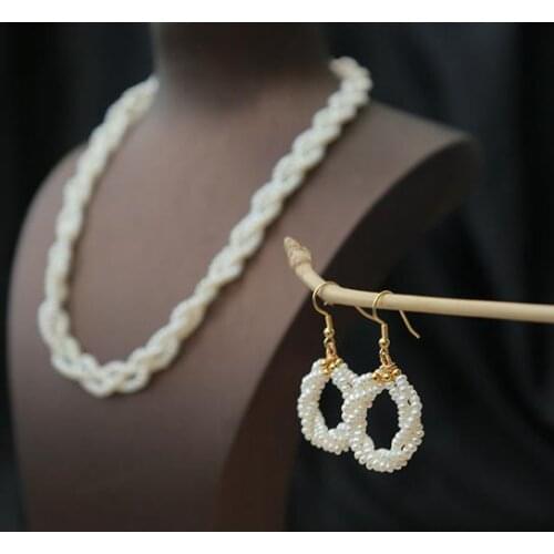 Handmade Small Pearl Necklace Earrings Tinny White Color Real Freshwater Pearl Jewelry Set Wedding Birthday Fine Women Girl Gift