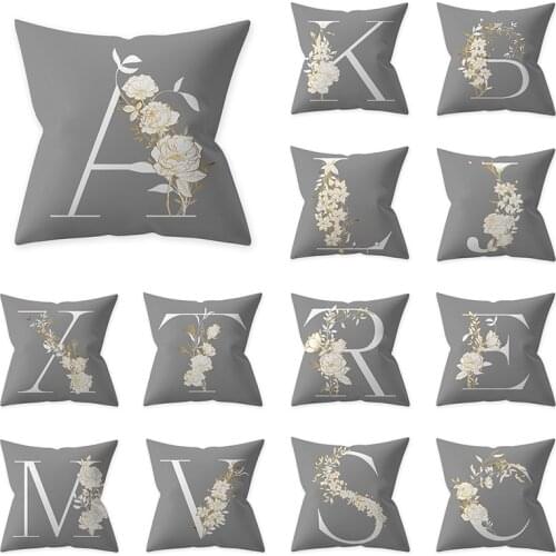 Grey Letter Decorative Pillow Cushion Covers Pillowcase Cushions for Sofa Polyester Pillowcover cuscini decorative Wholesale Hot