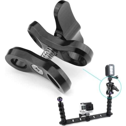 Mcoplus Diving Light Arm Adapter Butterfly Clip 1inch Ball Head Clamp Mount for GoPro 7 6 5 All Sports SLR Camera 2/3 Open Holes