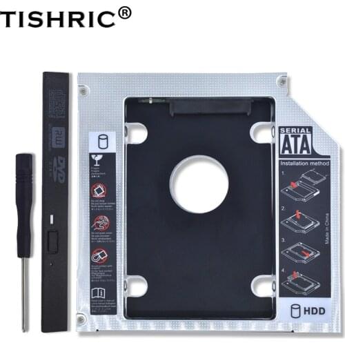 TISHRIC 2018 Universal Aluminum for 2.5'' 2nd HDD Caddy 12.7mm Thickness SATA 3.0 SSD HDD Case Enclosure DVD-ROM Optibay