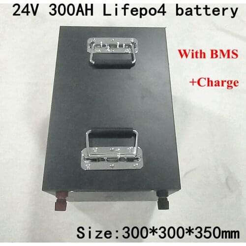 Waterproof 24V 300AH Lifepo4 Lithium Battery BMS 8S 25.6V for Inverter Solar Systems UPS Motor Bike Golf Cart + 20A Charger