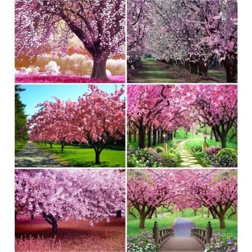 Yumeart Diamond Embroidery Scenery Picture DIY Diamond Painting Cherry Tree Cross Stitch Diamond Mosaic Rhinestones Wall Decor