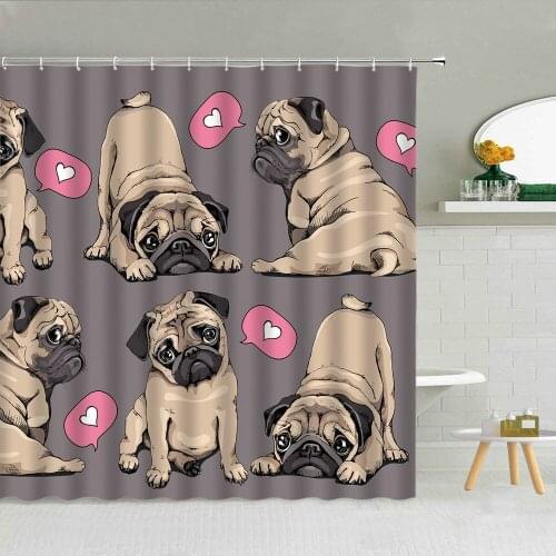 Funny Animal Shower Curtain Pet Dog Cat Bathroom Supplies Fabric With Hooks Bath Screen Cloth Curtains Home Decor 3D Printing