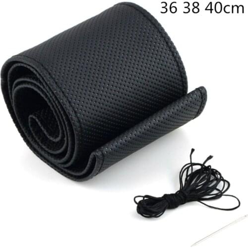 Car steering wheel cover with needle and threaded faux leather case for Mercedes Benz C450 C350 A45 S550 S500 IAA