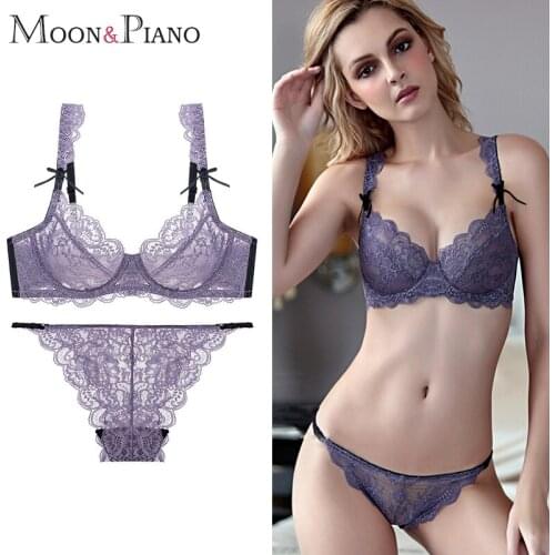 Women Lace Bra Sets Underwear Thin Breathable bra Backless Vest Sexy Panties Push Up Bralette Ultrathin Briefs Female Intimates