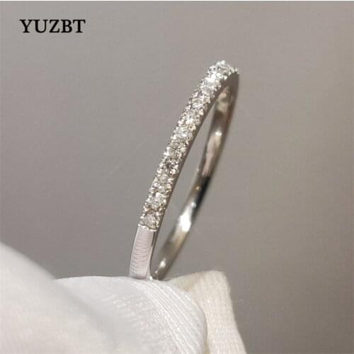 Women 925 Silver Excellent Cut 0.1 Carat Micro Round Gemstone Diamond Test Past D Color Moissanite Wedding Ring Romantic Jewelry