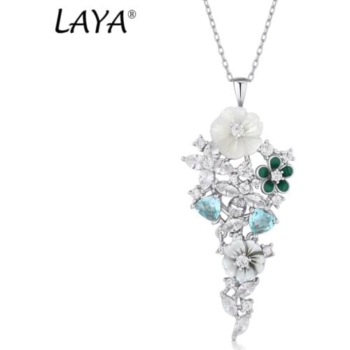 Laya 925 Sterling Silver Summer Hot Style Luxury Jewelry High Quality Zircon Natural Shell Flower Necklace For Women 2021 Trend
