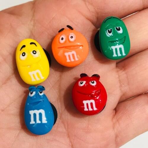 1Pcs M M Chocolate Beans Resin Shoe Charms Decoration Realistic Rainbow Sugar Shoe Accessories Fit Croc Jibz Kids X-mas Gift
