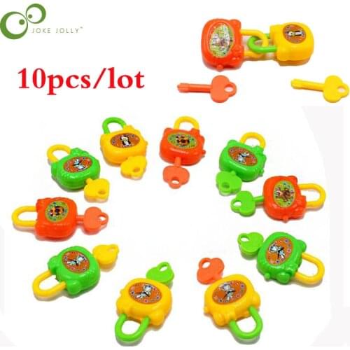 10pcs/lot New Plastic Cartoon Children With Keys Toy Locks Notebook Lock Gift toys For Kids Colorful Birthday Toy WYQ