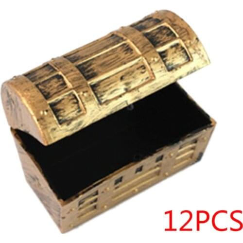 12pcs Mini Pirate Gold Treasure Chests Kids Toy Cake Decoration Candy Box Gags & Practical Jokes Kids Gift