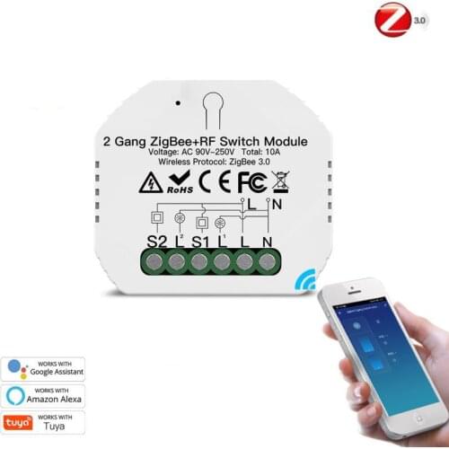 2gang smart switch module ZigBee3.0 protocol supports voice controlsmart on-off device