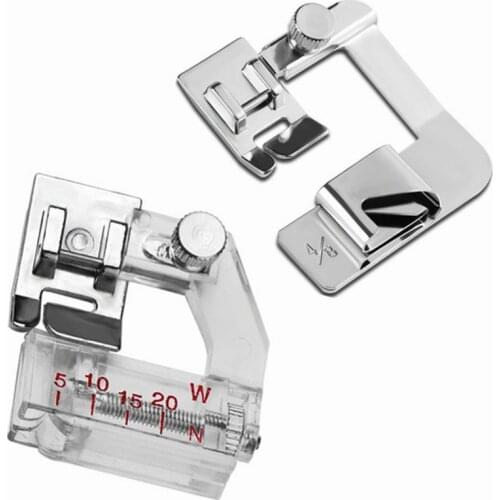 2pcs Pack of Rolled Hem Presser Foot and Adjustable Bias Binder Presser Foot Fits Low Shank Snap-On Singer, Brother...YJ273