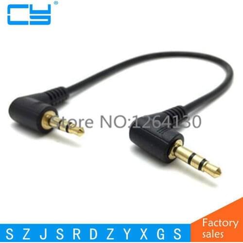 20cm DC 3.5mm 3 Pole 90 degree Male to Male M/M Audio Adapter Cable for cell phone MP3 Speaker Free Shipping