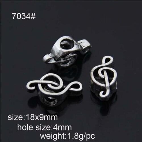 25pcs Antique Silver Plated Big Hole Musical Note Alloy Beads Fit European Bracelet Jewelry DIY