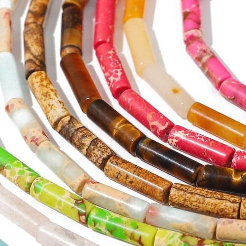 30pcs Mixed Color Tube Shape Stone Beads Acrylic Spaced Beads For Jewelry Making DIY Charms Earring Pendant Bracelet Necklace