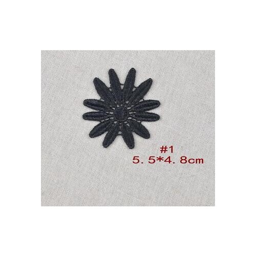 4 Pieces Best Price Pretty Flower Floral Motif Venise Venice Lace Applique Small Size 4.8X 5.5cm Black Collar Corner