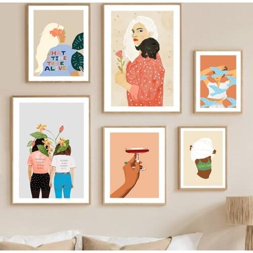 Abstract Face Eye Girl Swimming Hand Leaf Wall Art Canvas Painting Nordic Posters And Prints Wall Pictures For Living Room Decor