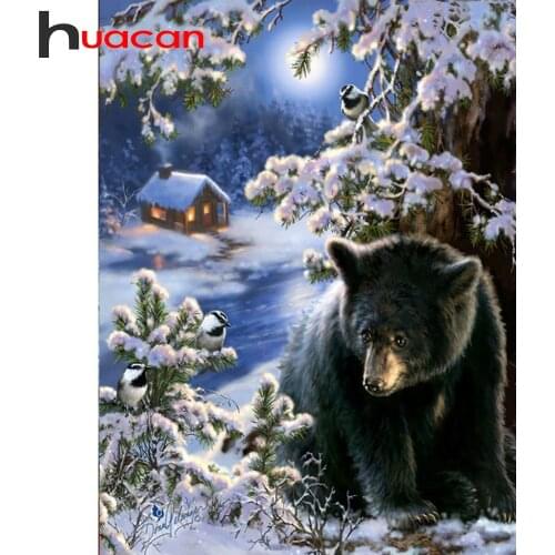 Huacan 5d DIY Diamond Painting Animal Full Square Diamond Embroidery Mosaic Cross Stitch Bear Handmade Gift Home Decor