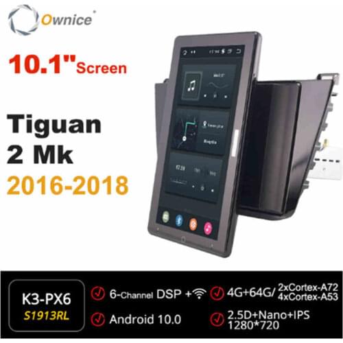 10.1 Inch 1280*720 Android 10.0 Rotation Autoradio forVolkswagen Tiguan 2 Mk 2016 2017 2018 Car Radio Auto GPS Multimedia DSP