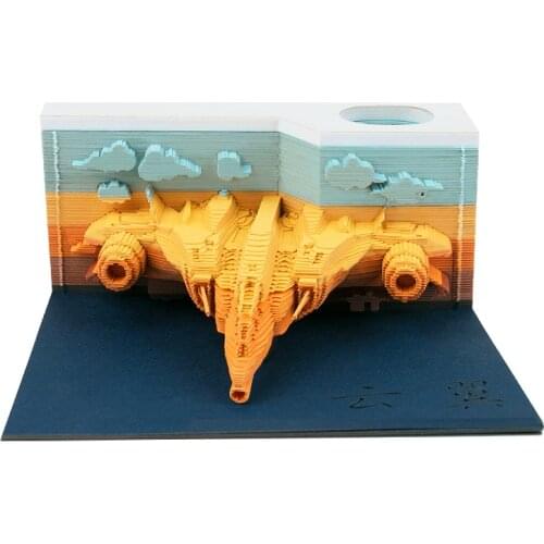 3D Three-dimensional Airplane Model Memo Pad Note Pad Novelty Design Construction Paper Carving Crafts Sticky Note Creative Gift