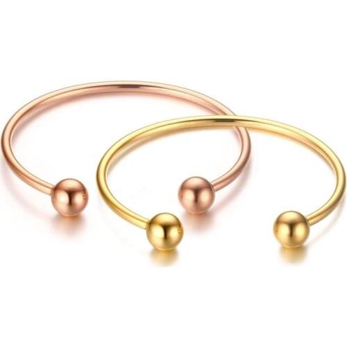 JHSL Brand Simple Women Cuff Bracelets for girls 316l stainless steel metal fashion jewelry Rose gold color