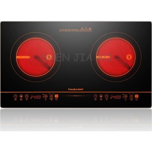 Household double electric stove infrared light wave heating double cooker ceramic hob kitchen equipment 220V 1PC