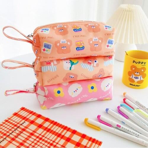 Little rabbit net yarn pencil case female cute rabbit cartoon student Japanese ins style bear pencil case