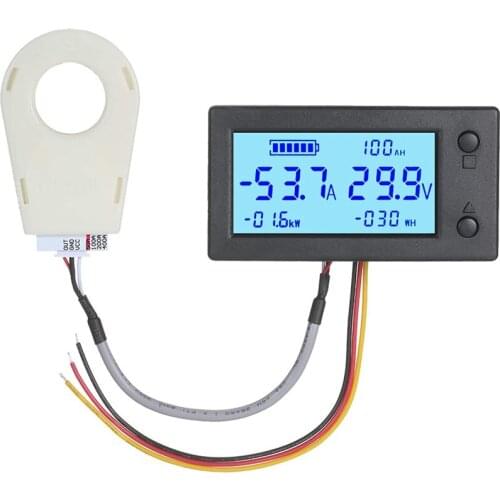 Digital Voltmeter Ammeter Battery Capacity Energy Monitor Voltage Amplifier DC 5V-90V 50A Coulometer with Hall Sensor