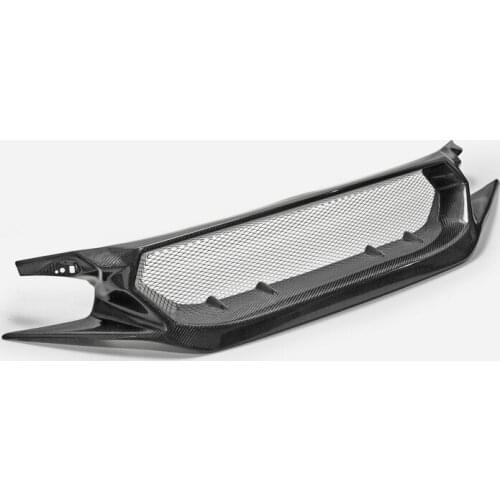 For Honda 2017 On Civic Type R FK8 FC1 FK7 JS Style Carbon Fiber Front Grill Glossy Finish Bumper Grille Fibre Grills Drift Kit