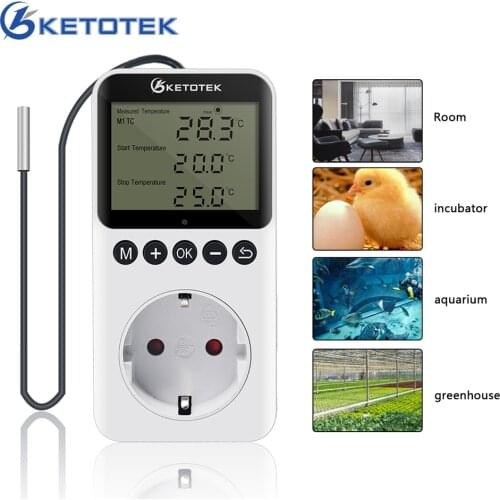 KT3200 EU Temperature Controller Digital Plug-in Thermostat Timer Switch Socket Heating Cooling Day/Night Control With 3m Sensor