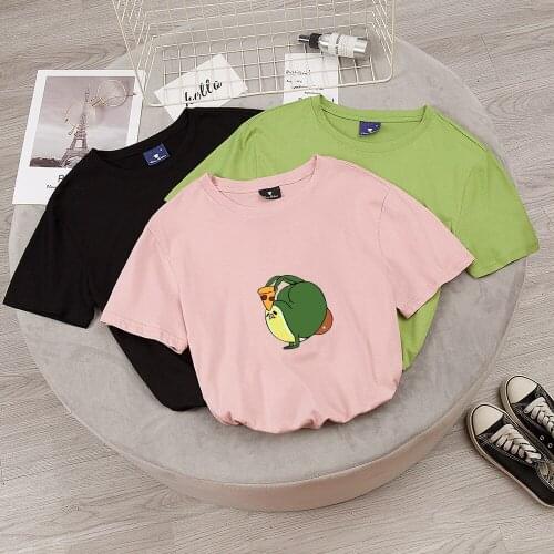 Avocado Tshirt Kpop Harajuku Funny Cartoon T Shirts Women Ulzzang Vegan Top Small Fresh T-shirts Cute Graphic Tee Shirt Female