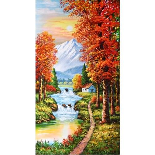 Idyllic Scenery of River Diamond Painting Oil Scenic Round Full Drill Vestibule Nouveaute DIY Mosaic Embroidery 5D Cross Stitch