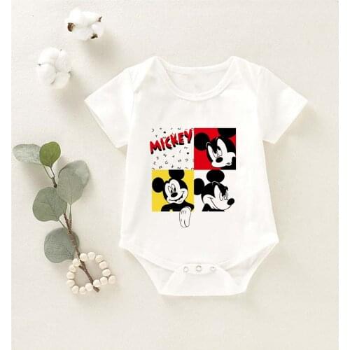 Summer Baby Clothes Short Sleeve Baby Girl Baby Boy Mickey Mouse Print Romper Newborn Jumpsuit Enfant Bodysuit Dropship