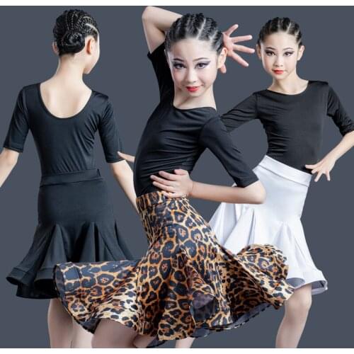 Spring Summer Children Latin Dance Costumes Professional Competitions Practice Costumes Girls Split 2pcs Performance Wear
