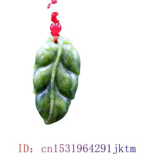 Jade Leaf Pendant Gemstone Accessories Natural Charm Necklace Women Fashion Gifts Jewelry Chinese Carved Amulet