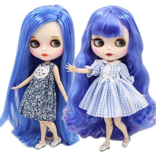 ICY DBS Blyth doll blue mixed hair with white skin 1/6 bjd customized matte face nude Joint body BL7216/6208