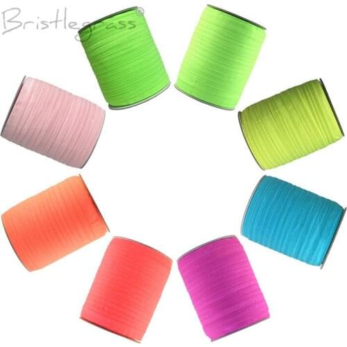 BRISTLEGRASS 100 Yard by Roll 5/8" 15mm Neon Solid FOE Shiny Fold Over Elastics Spandex Band Hair Tie Headband Dress Sewing Trim