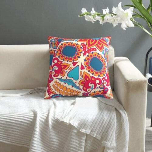 Mexican Skull pattern print Cushion Cover Decorative Pillowcase Chair Seat Square Car Pillow Cover Home Living Textile