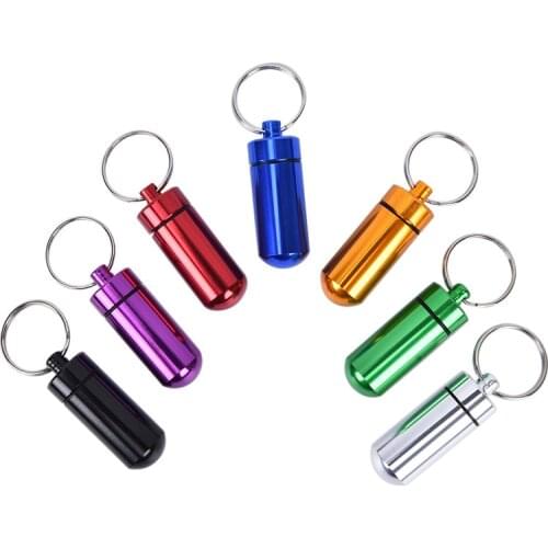 1/5PCS Mini Pill Box CaseContainer Keychain Medicine Box Health Care Waterproof Aluminum Bottle Cache Drug Holder
