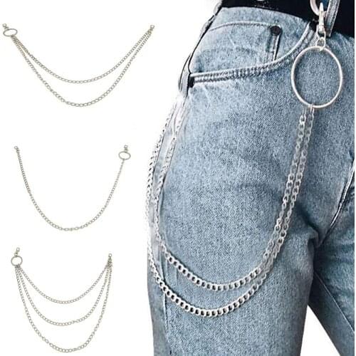 Multi-layer Punk Trouser Chain Waist Chain Unisex Hip Hop Rock Hook Single Circle Metal Silver Belt Wild Pants Accessories