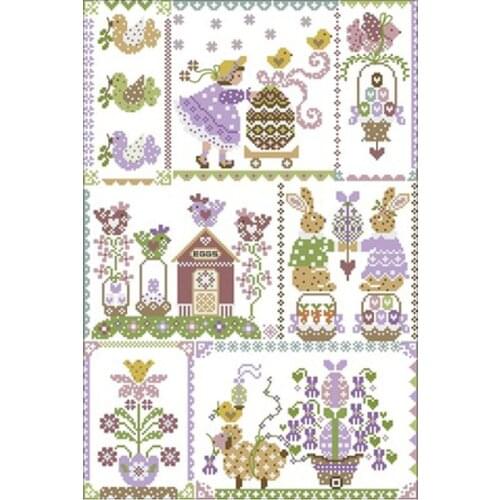 Easter girl patterns Counted Cross Stitch 11CT 14CT 18CT DIY Chinese Cross Stitch Kit Embroidery Needlework Sets home decor