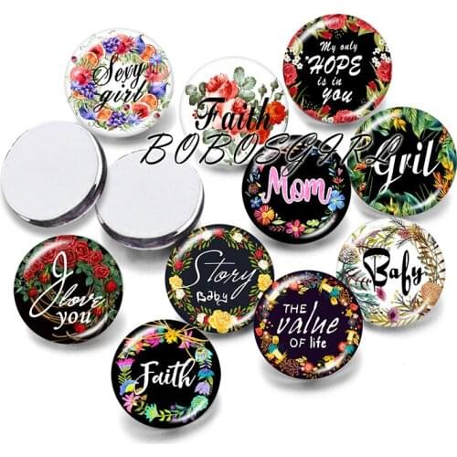 MOM Faith Words 12mm/18mm/20mm/25mm/30mm Round Glass Cabochon Flat Back Making Findings P5440