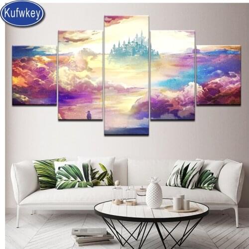 New arrival castle diamond painting cross stitch square round full drill embroidery diamond mosaic decor home Abstract Cloud