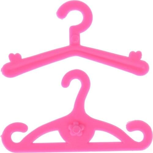 20 Pcs/Lot New year Girls' Gift Pink Hangers Dress Clothes Accessories For Doll Pretend Play