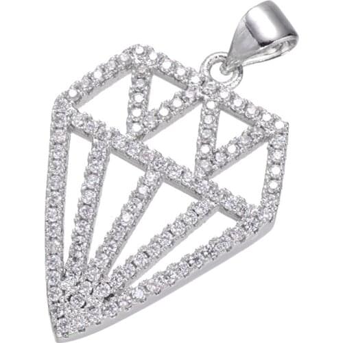 Women Girl fashion color crown charm pendant for chain necklace accessories copper metal inlaid zircon rhinestone jewelry