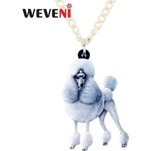 WEVENI Original Acrylic Elegant Poodle Dog Necklace Pendant Chain Choker Anime Bijoux Jewelry For Women Girls Cute Femme Gifts