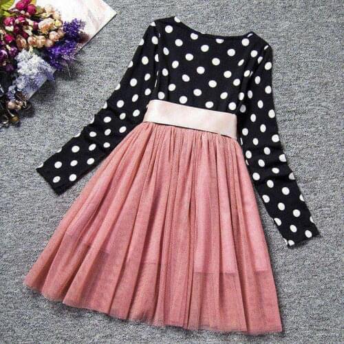 Autumn Long Sleeves Toddler Baby Girl Dress Kids Baby Girls Tutu Dress Casual Outfits Dots Children Clothes Party Vestidos