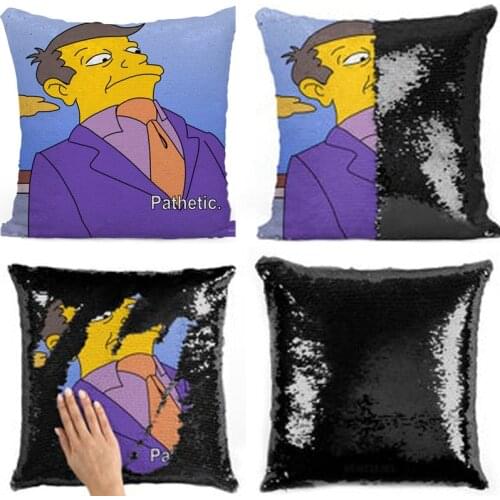 Skinners pathetic meme sequin pillow | sequin Pillowcase | Two color pillow | gift for her | gift for him |magic pillo
