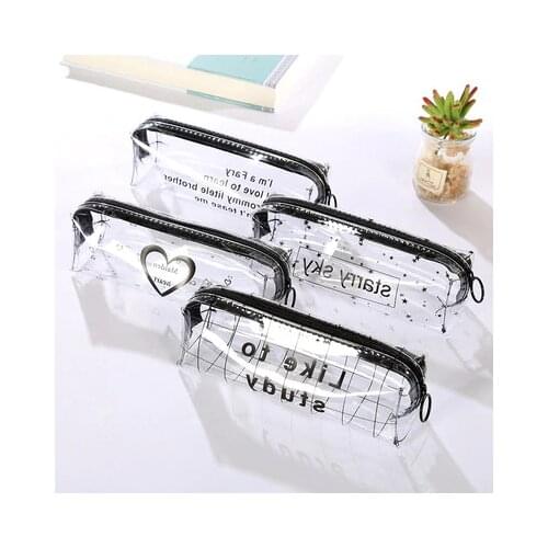 1Pcs Kawaii Pencil Case Cartoon Transparent letter octagonal School Pencil Box Pencilcase School Supplies Stationery
