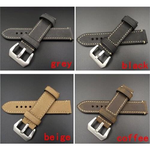 1PCS 20MM 22MM 24MM 26MM genuine leather Crazy horse leather Watch band watch strap man watch straps black coffee grey -WB12075